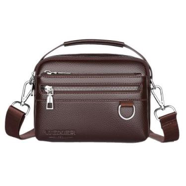 Imagem de Bolsa Messenger em couro PU impermeável para homens marrom - yiweisai
