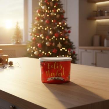 Imagem de Pote Plastico Natal 2 Litros 2 Unidades Porta Mantimentos Doces Biscoitos Estampa decorada(Pote Vermelho e Pote verde)