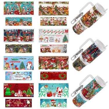 Imagem de Elewins Envoltório UV DTF - 16 folhas de adesivos de transferência fria de Natal para chaveiros de motel, envoltórios Uvdtf DIY para chaveiro de hotel em branco, esfregar à prova d'água em