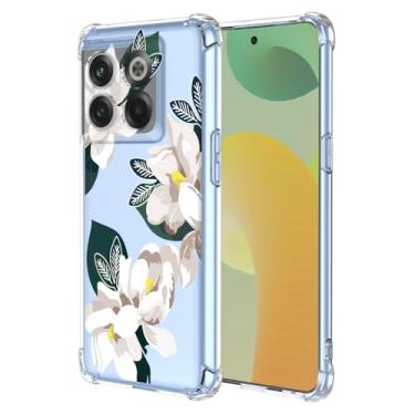 Imagem de WEIOUHR Capa para OnePlus 10T 5G OnePlus 10T 5Gphone, design de flor branca de TPU macio, à prova de choque, resistente a arranhões, leve, para OnePlus 10T 5G (Magnólia)