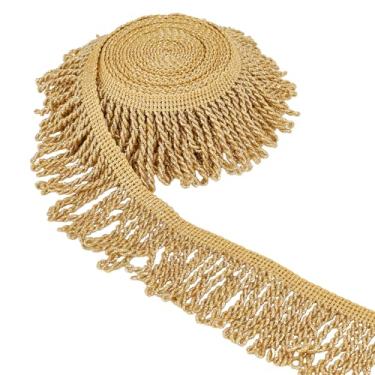 Imagem de letsinstyle Franjas de cortina de 5 metros, acabamento de franja dourada, 4 cm de largura, fita de borla acetinada para decoração de cortina de sofá