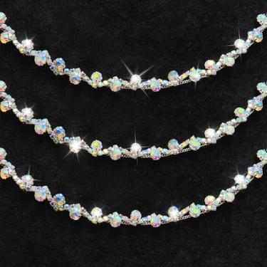 Imagem de Quorineo Corrente de acabamento de strass de cristal de 3 metros para costura e artesanato - aplique de strass brilhante, enfeite de joias DIY, decoração de vestido (10 mm de largura, prata AB)