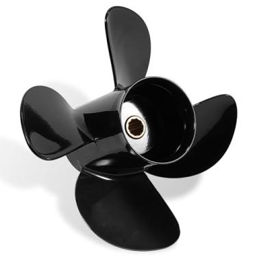 Imagem de Meruzue Hélice para barco de popa OEM de alumínio 10 x 5, compatível com motores Mercury 9,9-20 HP, 14 estrias, 4 lâminas, RH