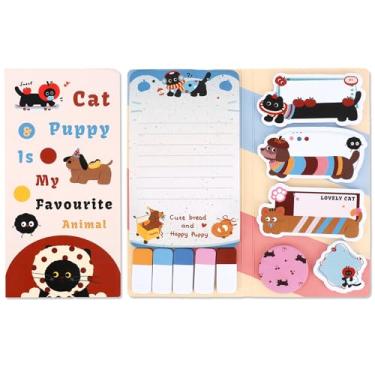Imagem de QPIXVB Conjunto de notas adesivas fofas, conjunto de notas adesivas para cães e gatos, 440 folhas, presentes de gato e cães para mulheres, materiais escolares fofos, presentes de Natal para netos