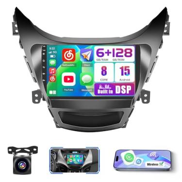 Imagem de Realdio 6 + 128 GB Android 15 para Hyundai Elantra 2012 2013 Rádio Carplay Android Auto, tela sensível ao toque estéreo de 8 núcleos de 9 polegadas com WiFi Bluetooth5.0 GPS FM/RDS 32EQ DSP 41UI