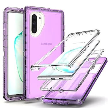 Imagem de YmhxcY Capa para Galaxy Note 10, capa durável de 3 camadas (sem protetor de tela), capa de borracha maciça, capa transparente de teste de 4,9 m para Samsung Galaxy Note 10 - roxo transparente