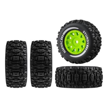 Imagem de NMNRC Pre-Glued Plastic Rim Wheels and Tires Compatible with Arrma 1/16 Mojave Grom 4X4 RTR Series Upgrades Part Green