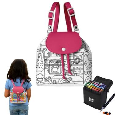 Imagem de Kit Mochila Infantil para Colorir com 36 Canetinhas Ponta Dupla