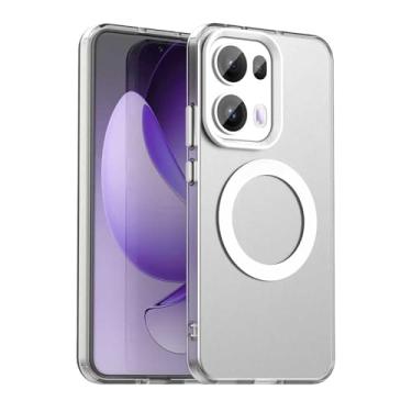 Imagem de Capa compatível com Oppo Reno 13 Pro 5G, suporta carregamento sem fio, capa magnética à prova de choque, compatível com Oppo Reno 13 Pro 5G capa branca