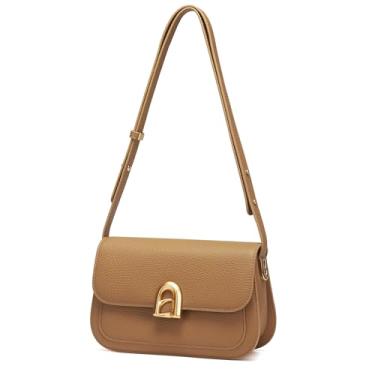 Imagem de Bolsa tiracolo moderna LA FESTIN para uso diário nas axilas com alça ajustável, Caqui