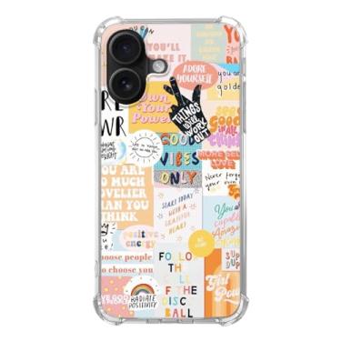 Imagem de Elifi Edeal Capa de telefone estética bege colagem sonhadora capa de parede para iPhone 16 Plus, capa de colagem com citação inspiradora para adolescentes mulheres homens para iPhone 16 Plus, capa