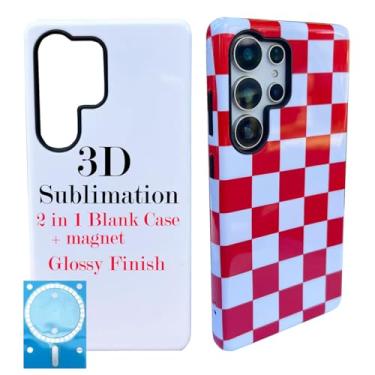 Imagem de JUSTRY 5 peças 3D 2 em 1 capa de telefone de filme de sublimação para Samsung Galaxy S25 Ultra, capas de filme personalizáveis DIY revestidas em 3D em branco + ímãs, capas a granel compatíveis com