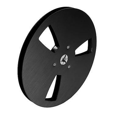 Imagem de Pissente Carretel Vazio, 7 Polegadas de Liga de Alumínio Universal Com Flange NAB Design Clássico de 3 Furos para Tocadores de Fita 1/4 Polegada (BLACK)