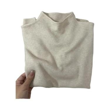 Imagem de Suéter Feminino De Tricô Gola Alta Sólido Macio Quente Estilo Coreano 