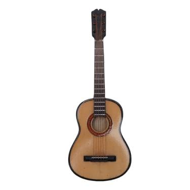 Imagem de SUNGOOYUE Decoração de Guitarra Em Miniatura, Modelo Decorativo Minúsculo de Madeira Com Suporte, Ornamento Musical de 15cm para Exibição de Casa de Bonecas, Mesa de Casa