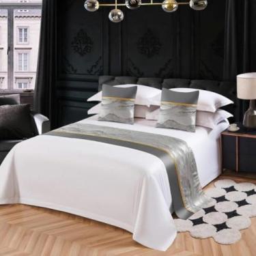 Imagem de Caminho de cama bordado, cachecóis de cama de estilo moderno, capa protetora King de luxo, poliéster premium, sem rugas, perfeito para estilo de quarto de hóspedes - tipo 04||50 * 240 cm para cama de