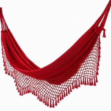 Imagem de Rede Casal Grande Reforçada para Descanso e Balanço Perfeita para Família, Quintal e Momentos de Relaxamento(Vermelho)