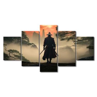 Imagem de Pinturas de arte em tela para decorações de parede, pôsteres e impressões de guerreiro samurai escuro para paredes de casa, arte emoldurada, decoração de parede em tela, decoração de sala de família