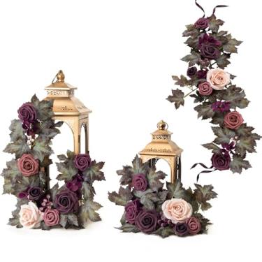 Imagem de Ling's Moment 6 unidades de 60 cm roxo flores artificiais lanterna flor centro de mesa decoração de corredor de casamento cadeira flores arco floral para placas, decoração faça você mesmo, mesa