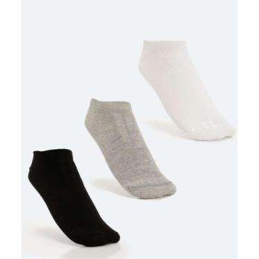 Imagem de Kit 3 Pares Meias Masculina Invisíveis MR-18236, Preto e branco, 39/43