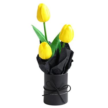 Imagem de LMJYU Enfeite floral artificial de tulipa de flores artificiais para decoração de mesa, arranjo de buquê de casamento requintado