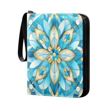 Imagem de Wassud Fichário de 4 bolsos mandala azul comporta 400 cartões padrão, álbum TCG CCG MTG à prova d'água, presentes para colecionadores, meninos e meninas