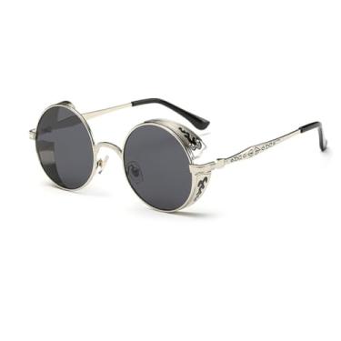 Imagem de HCHES Óculos de Sol Steampunk com Armação Redonda para Homens e Mulheres, Estilo Vintage, para Dirigir, Punk, Clássico (4)