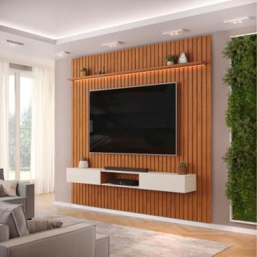 Imagem de Painel Para Tv Até 85 Polegadas 2,50m Ripado Autêntico Com Led E Nicho