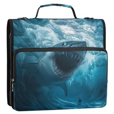 Imagem de Coikll Pasta expansível com zíper de tubarão de boca grande, organizador de fichário com alça de ombro e alça para facilitar o transporte