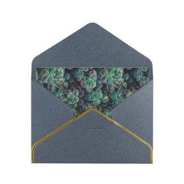 Imagem de SKKNT Cartões de felicitações com estampa de suculentas verdes para todas as ocasiões, convites de festa de aniversário de casamento, 12,7 x 15,2 cm