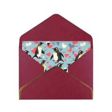 Imagem de SKKNT I Love Penguins Print Cartões comemorativos para todas as ocasiões, convites de festa de aniversário de casamento, 12,7 x 15,2 cm