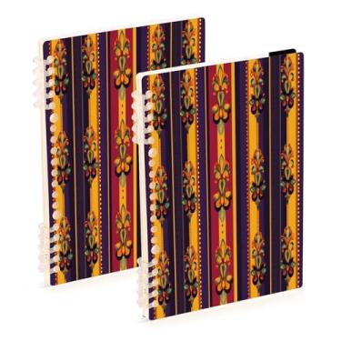 Imagem de Burbuja Cadernos listrados de carnaval, papel pautado universitário A5 com 60 folhas, fichário para escritório, 2 unidades