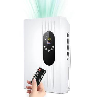 Imagem de Desumidificador e Purificador de Ar 2 em 1 com Mangueira Drenagem Controle Remoto Tela LCD Configuração Umidade 77oz Liga Desliga Automático Timer 24h para Porão Quarto Banheiro Armário