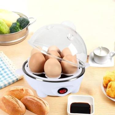 Imagem de Cozedor Elétrico de Ovos a Vapor 7 Unidades, Egg Cooker Portátil com Desligamento Automático, Escalfador Legumes Vapor, Compacto para Café da Manhã Saudável, Cozinha, Trailer e Viagem 110V