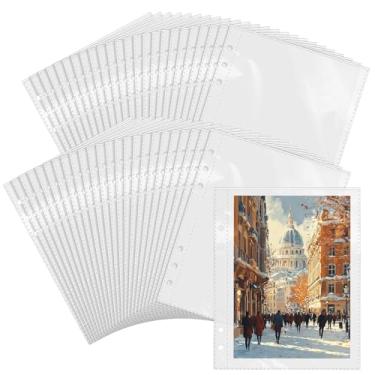 Imagem de VOKOY Pacote com 90 capas transparentes para fichário, 1 bolso duplo, mangas de plástico, enchimento, folhas protetoras, cartão de fotos, álbum de fotos, organizador de adesivos para 6 anéis A5, 180