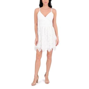 Imagem de Siena Vestido feminino sem mangas de renda na altura do joelho, Branco, 38