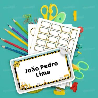 Imagem de Kit Etiquetas Escolares Infantis Caminhões 01 Personalizadas com Nome para Material Escolar