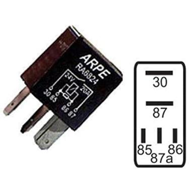 Imagem de Relé MB 24V 20/10A Preto Farol Alto Auxiliar Ventilador Partida Freio 5 Terminais (Mini Relé) Cor Preto