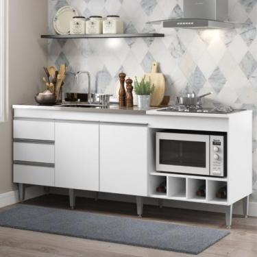 Imagem de Balcão de Cozinha Multiuso Completo para Cooktop 4 Bocas MDP Branco 20