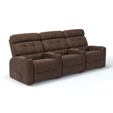 Imagem de Sofá 3 Lugares Reclinável Manual Linha Cinema Em Suede