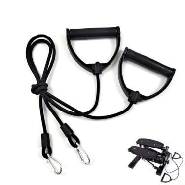 Imagem de SquEqu Pacote com 2 faixas de resistência para exercícios de substituição com alças elásticas de exercício para mini escada stepper fitness stepper degrau máquina de treino torção mini stepper