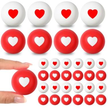 Imagem de Soulchen 24 peças de bolas de tênis de mesa para o dia dos namorados, bola de cerveja, vermelho, branco, plástico, novidade de tênis de mesa, 4,6 cm, adereços de estresse para o dia dos namorados
