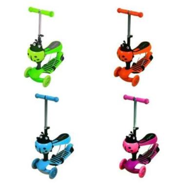 Imagem de Patinete Azul Andador Infantil 3 Rodas C/Luz Led Assento E Cesto