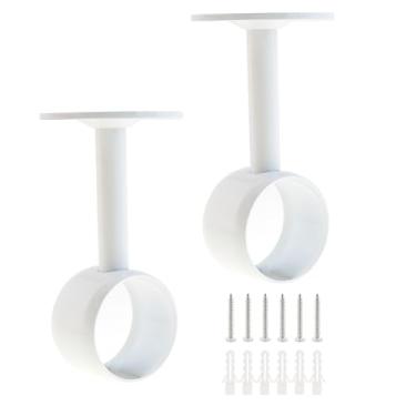 Imagem de ZZHXSM Pacote com 2 suportes de varão de cortina de montagem no teto de 3,5 cm, suportes de haste de flange de aço inoxidável para cortinas de chuveiro, hastes de guarda-roupa, inclui kit de parafusos