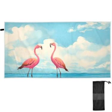 Imagem de TSENQUE Flamingos Praia Aquarela Grande Natação XL Toalhas de Praia Toalhas de Praia Grande Bonito Secagem Rápida Toalha de Praia Verão Praia Piscina Yoga Camping 152 x 76 cm