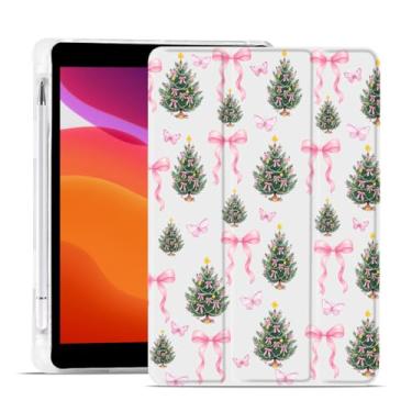 Imagem de MAYCARI Capa de Natal para iPad A16 de 11 polegadas 2025 com suporte para lápis, árvore de Natal com laço de borboleta rosa original, capa protetora traseira de TPU macio para iPad 10ª geração Auto