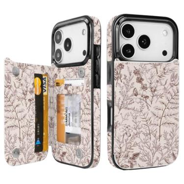 Imagem de Obbii Capa carteira compatível com iPhone 17 Pro com porta-cartões, capa flip traseira de couro PU com suporte para cartões para mulheres e meninas, capa com fecho magnético duplo de 6,3 polegadas