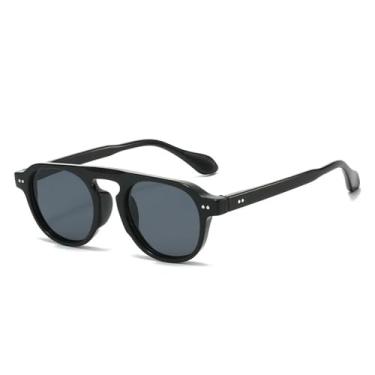 Imagem de Óculos de Sol UV400 - Armação Redonda Punk com Rebites e Lentes Transparentes para Homens e Mulheres, Ideal para Esportes ao Ar Livre, Corrida e Ciclismo, Preto