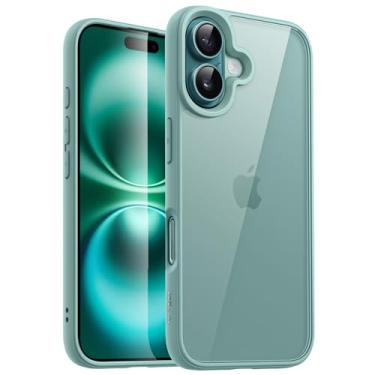 Imagem de JETech Capa para iPhone 16 Plus 6,7 Polegadas, Case Protetora de Telefone à Prova de Choque, Estrutura de TPU Fosco de Cor Sólida, Capinha Parte Traseira Transparente Anti-Riscos (Azul Verde)