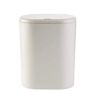 Imagem de Cesto de lixo de plástico fino cesto de lixo com tampa cozinha banheiro banheiro costura estreita recipiente de lixo caixote do lixo